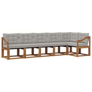 vidaXL Lauko sofos komplektas 6 pcs Natūrali ir &scaron;viesiai pilka