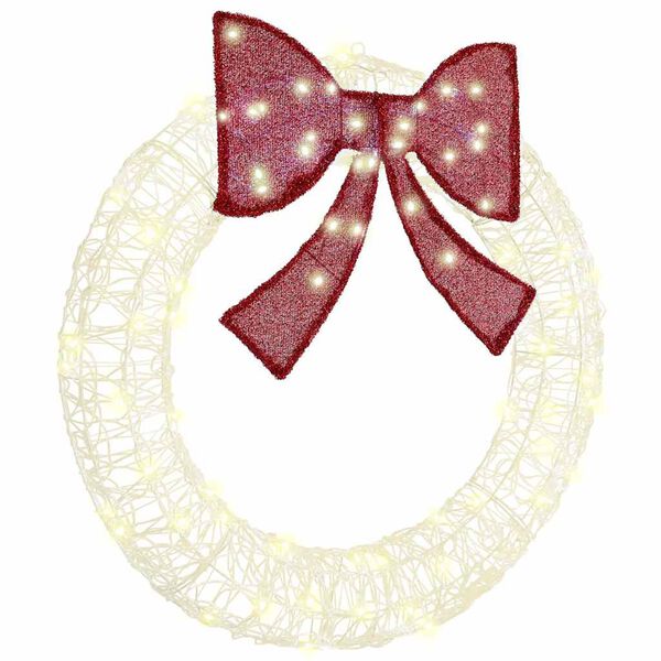 vidaXL Vainikas su 80 LED &Scaron;ilta balta 92 x 92 x 9,5 cm Akrilas