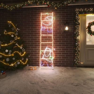 vidaXL Kalėdinė dekoracija Kalėdų Senelis ant kopėčių su LED, 50x200cm