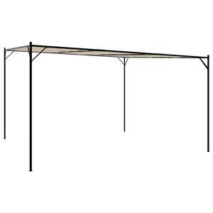 vidaXL Pavėsinė, smėlio spalvos, 4x4m, audinys ir plienas, 180g/m&sup2;