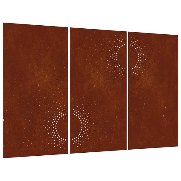 vidaXL Sodo sienos dekoracija, 3 dalių, 105x55cm, corten plienas