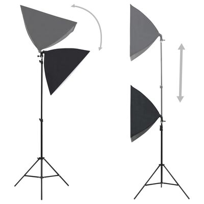 vidaXL Fotostudijos komplektas su fonais, šviestuvais ir skėčiais