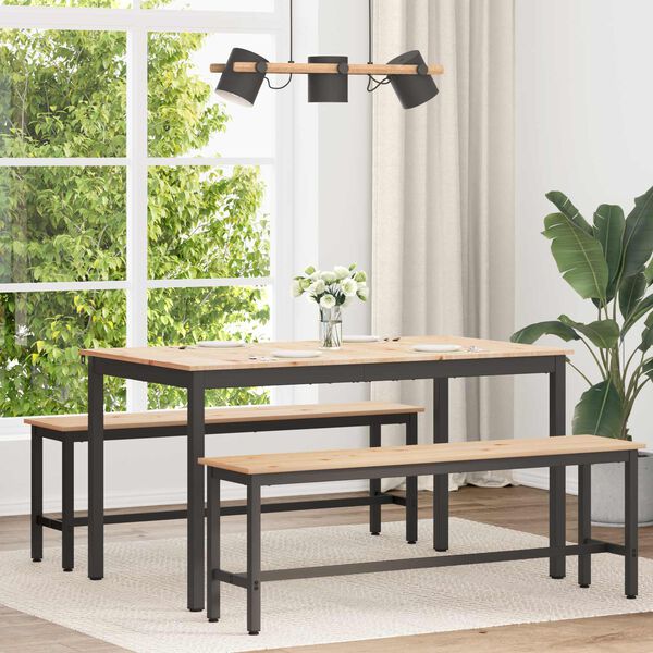 vidaXL Valgomojo stalas Natūrali 140 x 80 x 75 cm