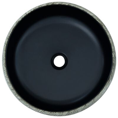 vidaXL Praustuvas ant stalviršio, juodas/pilkas, 41x14cm, keramika