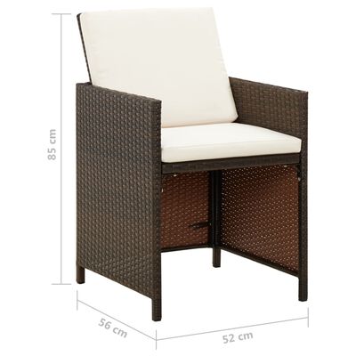 vidaXL Sodo kėdės su pagalvėlėmis, 4vnt., rudos spalvos, poliratanas