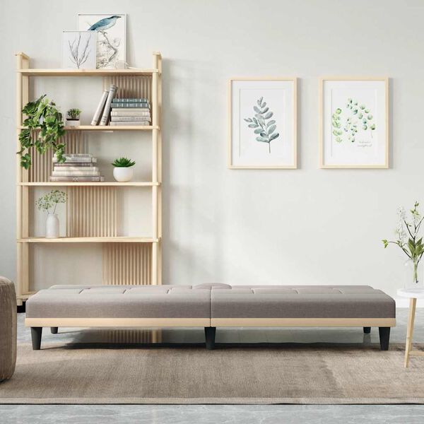 vidaXL Sofa-lova su puodelių laikikliais, taupe spalvos, audinys