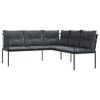 vidaXL Sodo sofa su pagalvėlėmis, juoda, plienas/tekstilenas