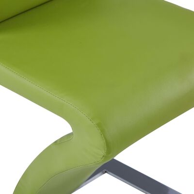 vidaXL Valgomojo kėdės, 2vnt., žalios, dirbtinė oda, zigzago formos