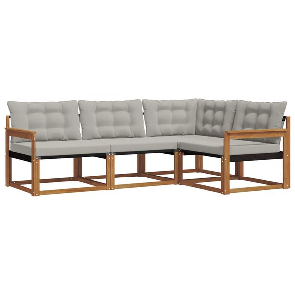 vidaXL Lauko sofos komplektas 4 pcs Natūrali ir &scaron;viesiai pilka