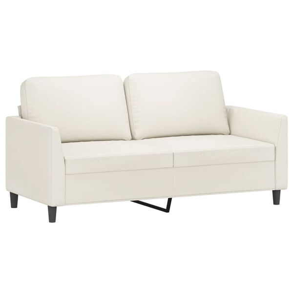 vidaXL Dvivietė sofa, kreminės spalvos, 140cm, dirbtinė oda