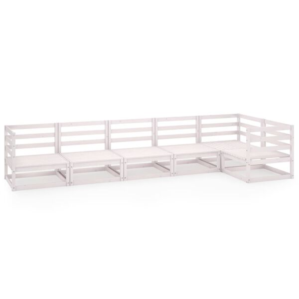 vidaXL Sodo poilsio baldų komplektas, 6 dalių, baltas, pu&scaron;ies masyvas