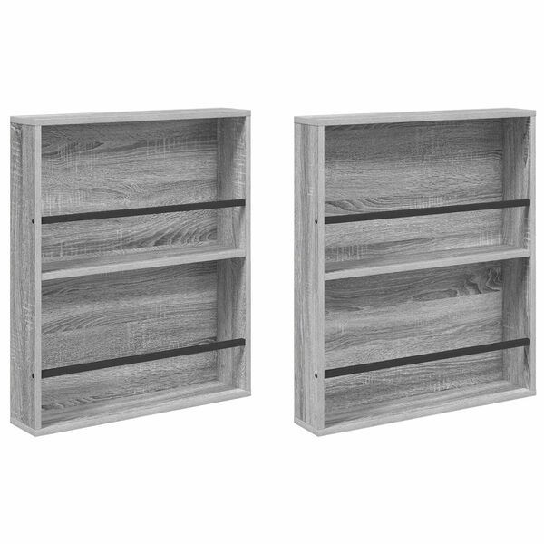 vidaXL Žurnalų stovas su lentyna 2 pcs Pilkas Sonoma 60 x 12 x 70 cm