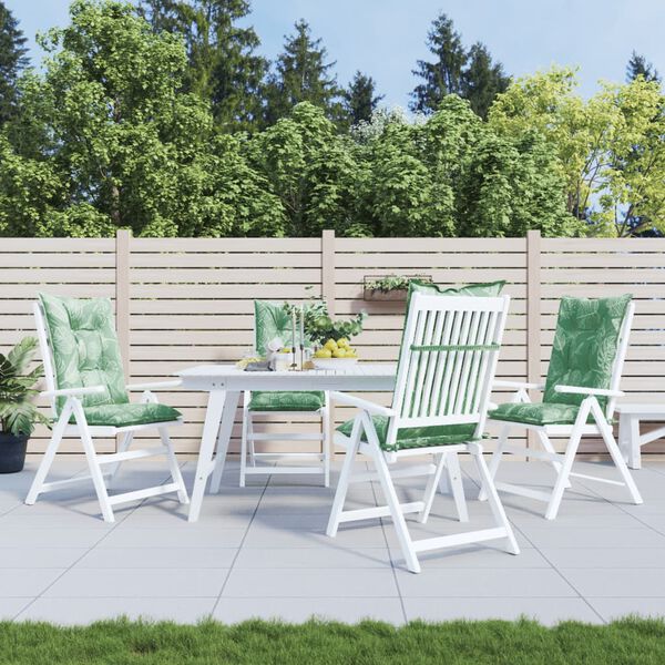 vidaXL Sodo kėdės pagalvėlės, 4vnt., 120x50x7cm, audinys, su lapais