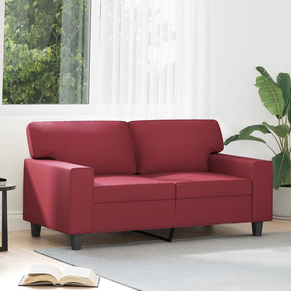 vidaXL Dvivietė sofa, raudonojo vyno spalvos, 120cm, dirbtinė oda
