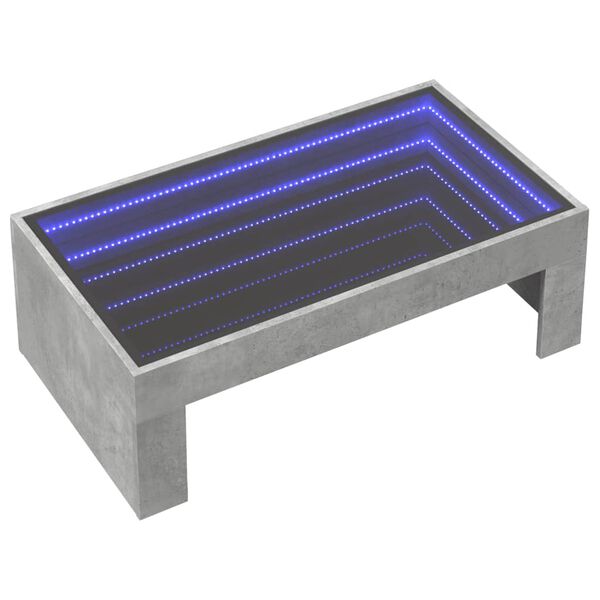 vidaXL Kavos staliukas su Infinity LED lemputėmis, betono, 90x50x30cm