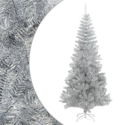 vidaXL Dirbtinė Kalėdų eglutė su stovu, sidabrinės spalvos, 210cm, PET