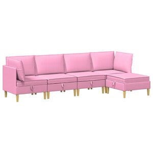 vidaXL Modulinė sofa su laikymo vieta 5 vnt. Rožinė Audinys