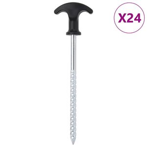 vidaXL Palapinės kai&scaron;čiai, 24vnt., 17cm, skersmuo 7mm, plienas