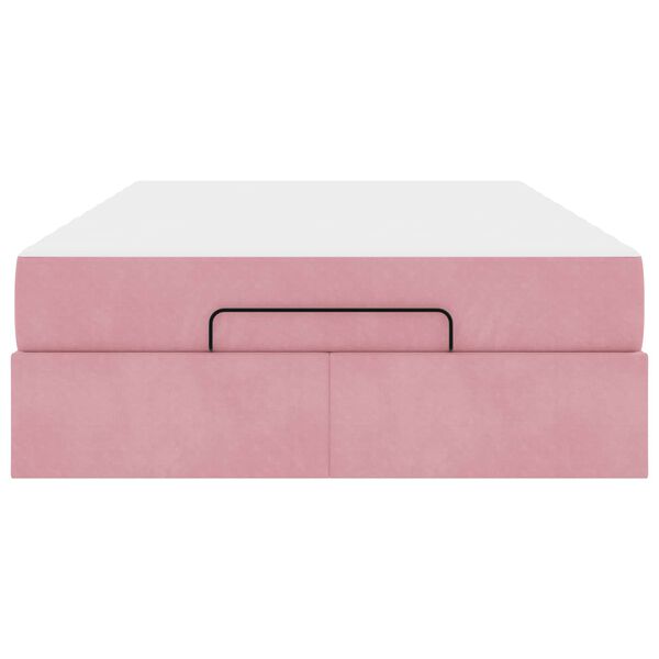 vidaXL Lovos rėmas su čiužiniu su čiužiniu 2 pcs Rožinė Aksomas