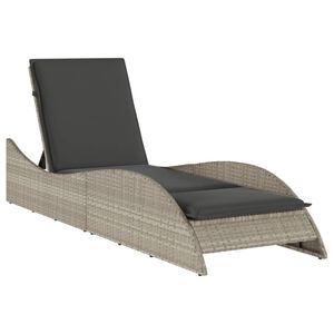 vidaXL Saulės gultas su čiužinuku, pilkas, 60x205x73cm, poliratanas
