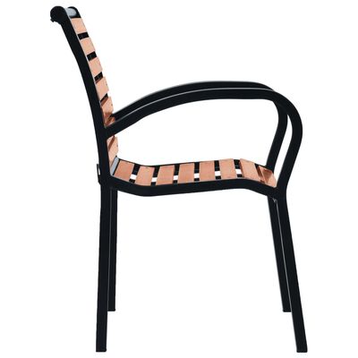 vidaXL Sodo kėdės, 2vnt, juodos ir rudos spalvos, plienas ir WPC