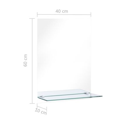 vidaXL Sieninis veidrodis su lentyna, 40x60cm, grūdintas stiklas