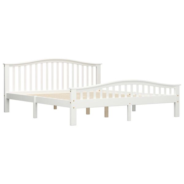 vidaXL Lovos rėmas su 4 stalčiais, baltas, 180x200cm, pušies masyvas