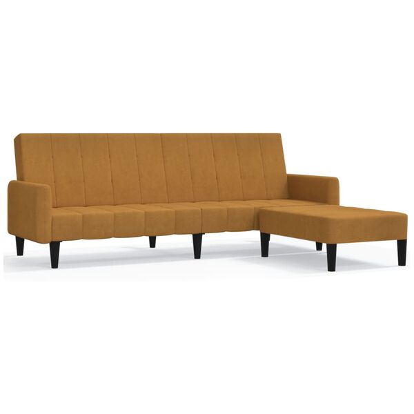 vidaXL Dvivietė sofa-lova su pakoja, rudos spalvos, aksomas