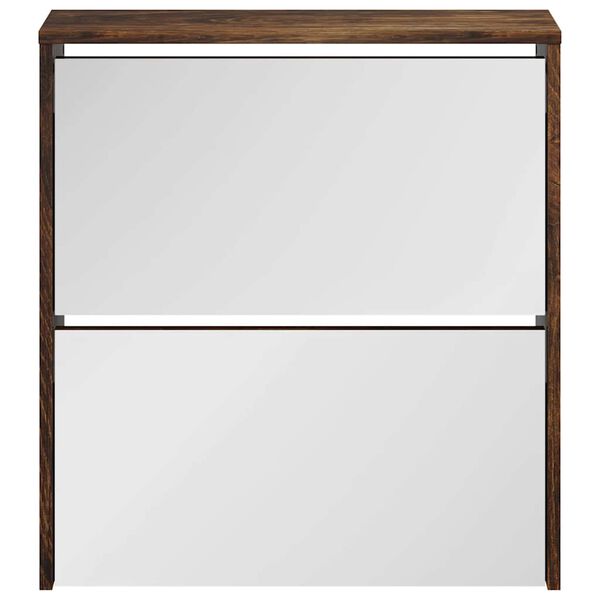 vidaXL Batų spintelė su veidrodžiu, 2 auk&scaron;tų, ąžuolo, 63x17x67cm