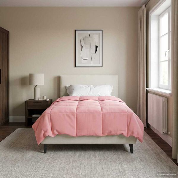 vidaXL Pilna metų antklodė Tik&scaron;tas Rožinė 140 x 220 cm Mikropluo&scaron;tas