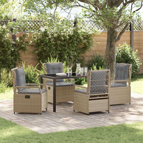 vidaXL Sodo valgomojo komplektas 5 pcs Bežinė ir &scaron;viesiai pilka