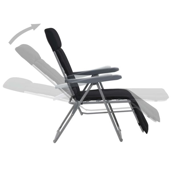 vidaXL Sulankstomos sodo kėdės su čiužinukais, 2 vnt., juodos