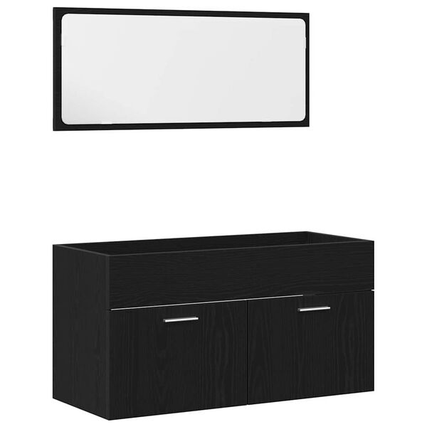 vidaXL Vonios baldų komplektas 2 pcs Juodas ąžuolas 90 x 38.5 x 46 cm
