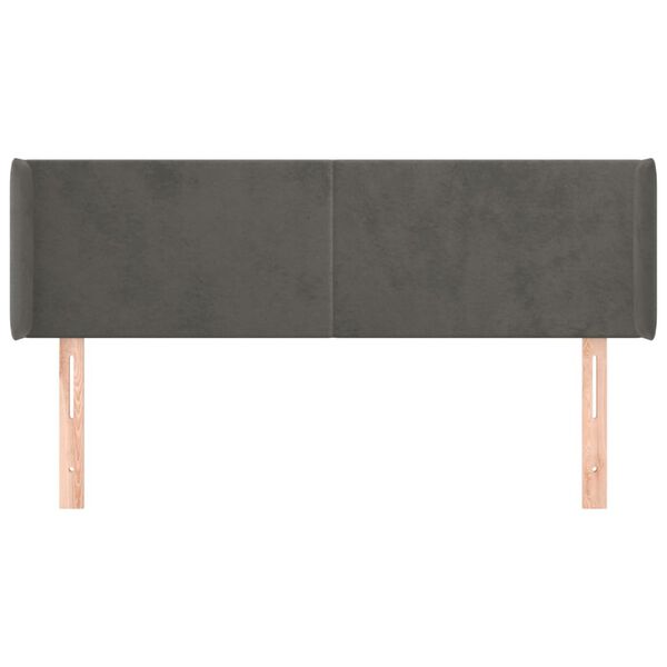 vidaXL Galvūgalis su auselėmis, tamsiai pilkos,147x16x78/88cm, aksomas