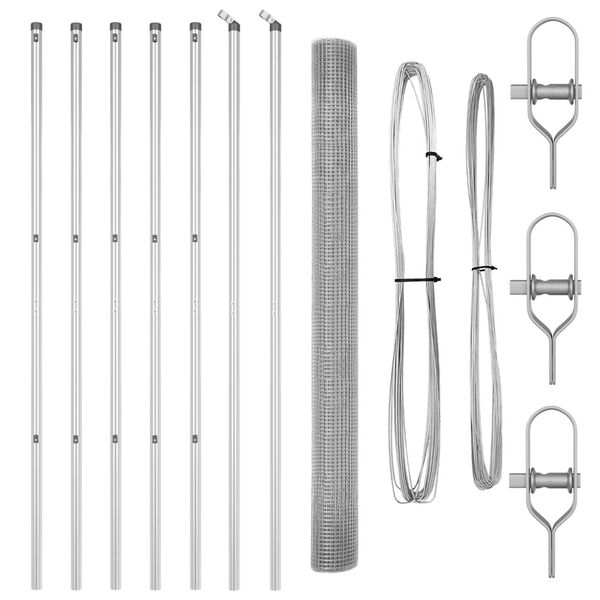 vidaXL Tvorelės stulpas Sidabro 25 x 1,5 m (19 x 19 mm tinklelis)