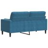 vidaXL Dvivietė sofa su pagalvėlėmis, mėlynos spalvos, 140cm, aksomas