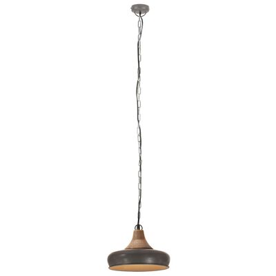 vidaXL Pakabinamas šviestuvas, pilkas, geležis ir mediena, 26cm, E27