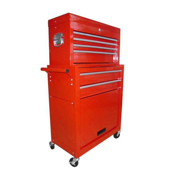 vidaXL Įrankių dėžė su ratukais, 7 stalčių su 250 įrankių