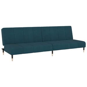 vidaXL Dvivietė sofa-lova, mėlynos spalvos, aksomas