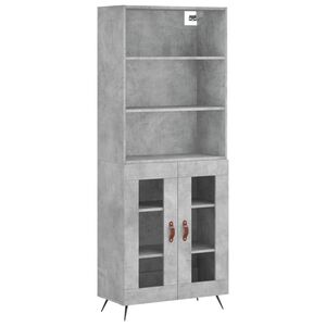 vidaXL Komoda, betono pilkos spalvos, 69,5x34x180cm, apdirbta mediena
