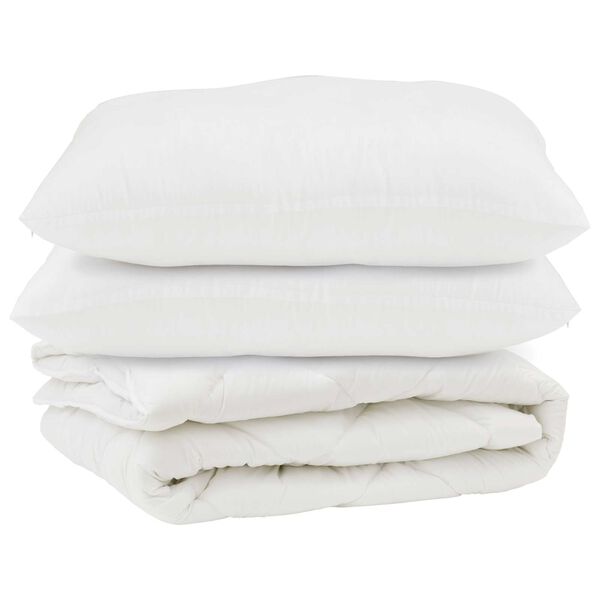 vidaXL Antklodė su pagalve 3 pcs Balta Mikropluo&scaron;tas