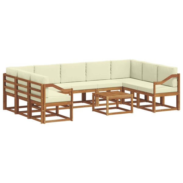 vidaXL Lauko sofos komplektas 10 pcs Natūralus ir grietinėlė