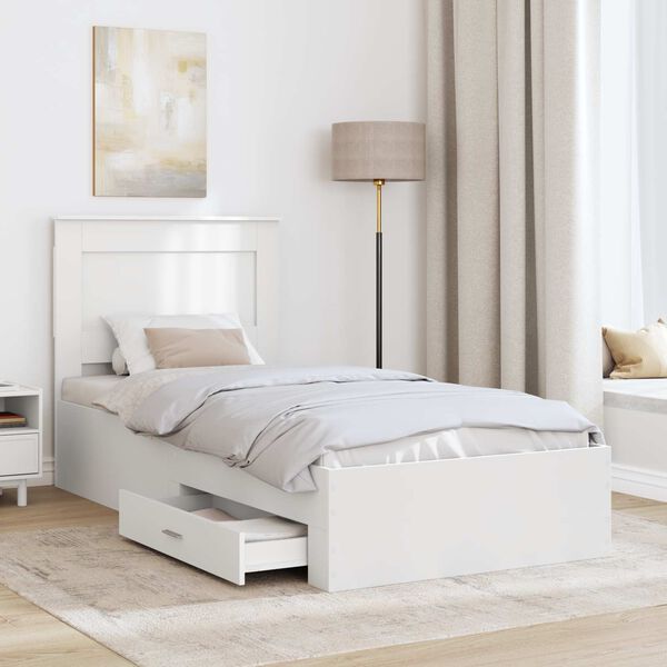 vidaXL Lovos rėmas Balta ir sidabro 75 x 190 cm Apdirbta mediena