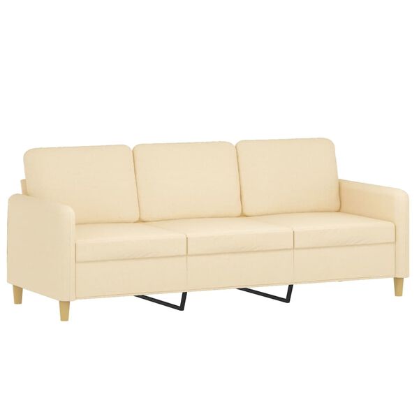vidaXL Trivietė sofa su pakoja, kreminės spalvos, 180cm, audinys