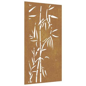vidaXL Sodo sienos dekoracija, 105x55cm, corten plienas, bambukas