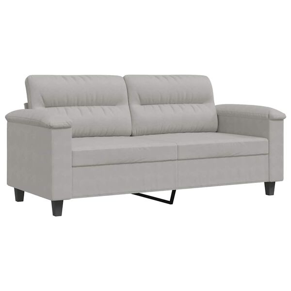 vidaXL Dvivietė sofa, &scaron;viesiai pilka, 140cm, mikropluo&scaron;to audinys