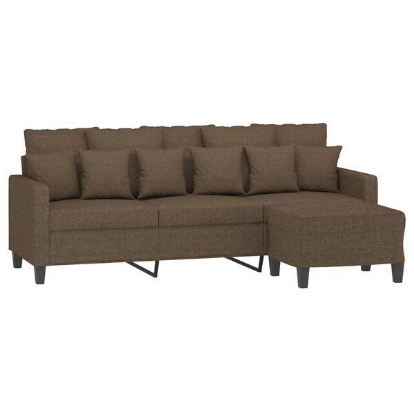 vidaXL Trivietė sofa su pakoja, rudos spalvos, 180cm, audinys