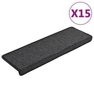 vidaXL Laiptų kilimėliai, 15 vnt., 65x21x4 cm, antracito spalvos, stačiakampiai kra&scaron;tai