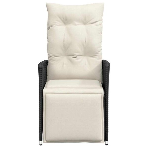 vidaXL Atlošiama sodo kėdė su pagalvėlėmis, juoda, poliratanas