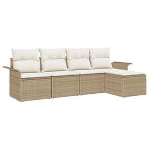 vidaXL Lauko sofa su pagalve 5 pcs Smėlio poliratanas